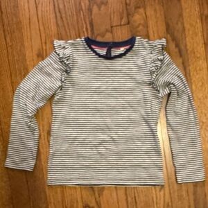 Mini Boden Navy and White Striped Long Sleeve Tee